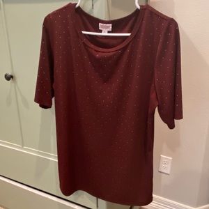 Maroon beaded t-shirt